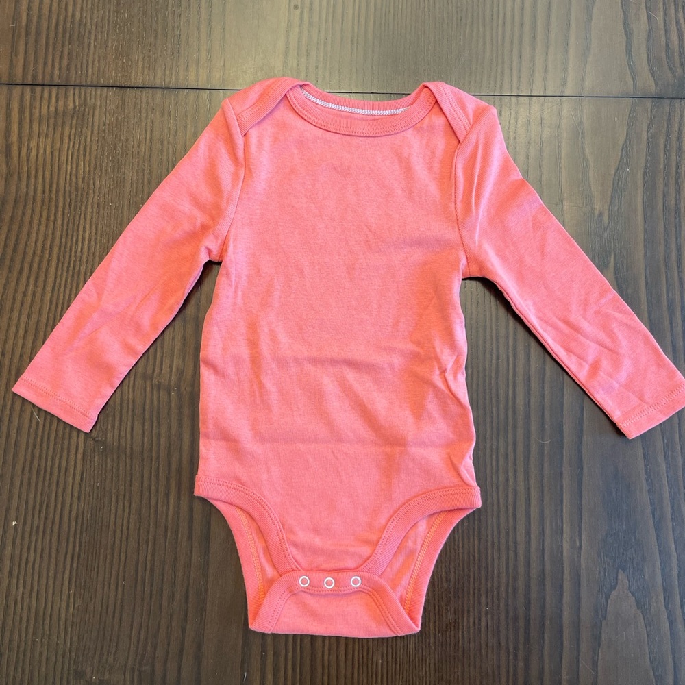 NWOT Cloud Island coral / salmon pink long sleeve onesie 18M